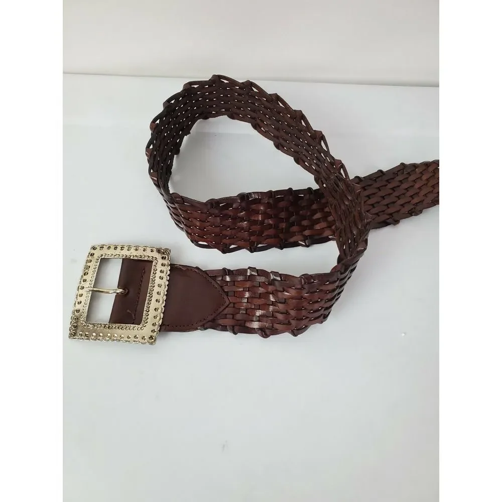 Harold's Braided Woven Brown Leather‎ Belt 33